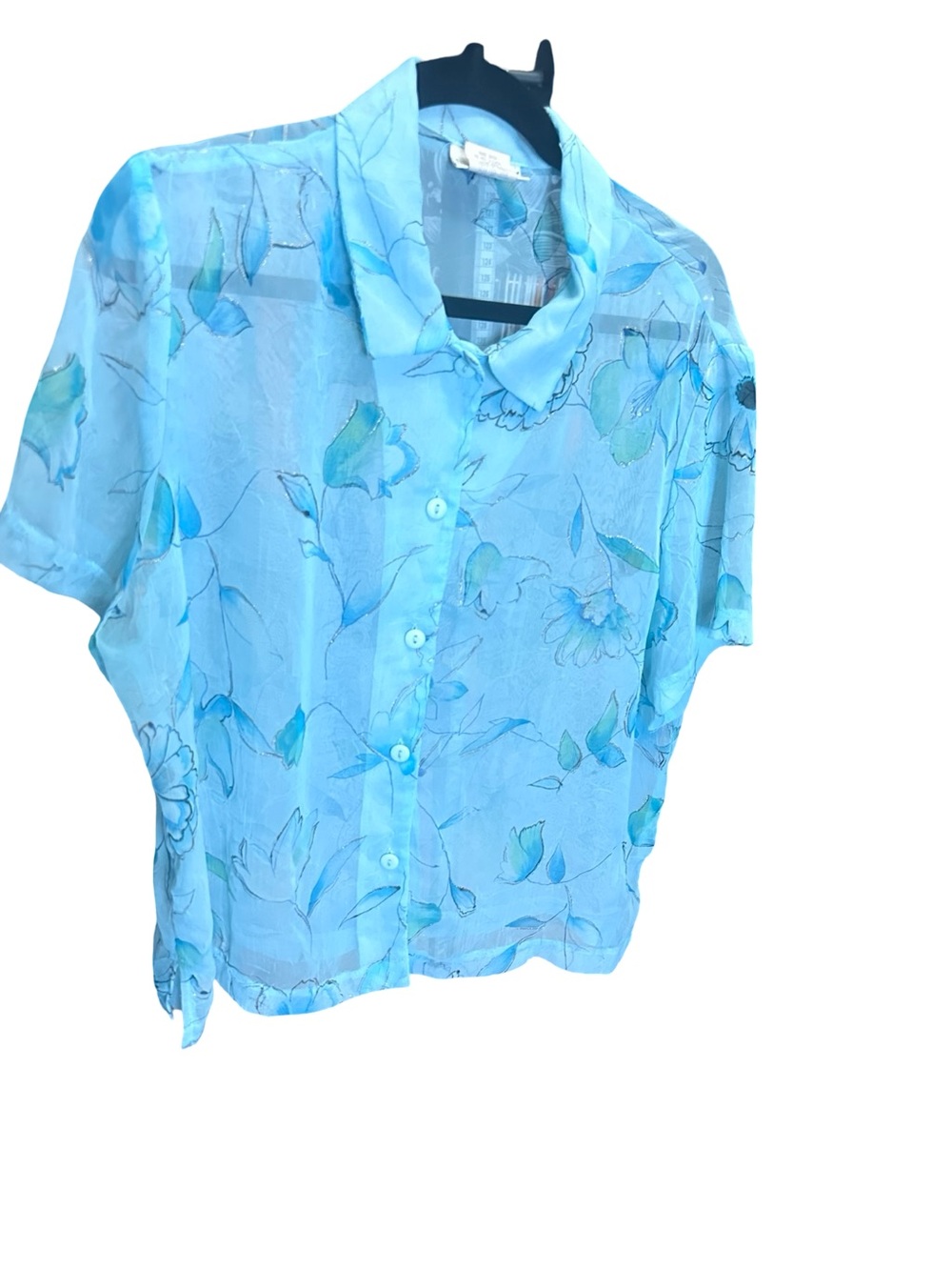 Blair Boutique Women's Light Blue Floral Button-Down Shirt - Picture 3 of 8